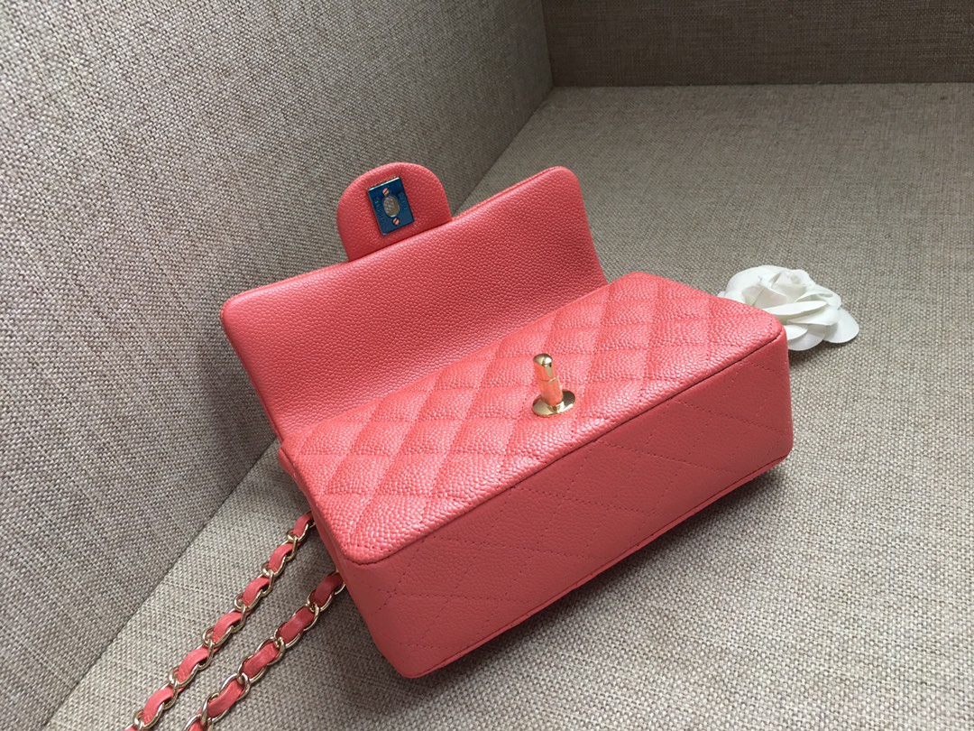 Small Classic Flap Caviar Bag A01116 Rose Pink/Gold